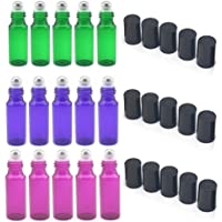 Los mejores  - Botes de vidrio rellenables- 5 ml- con bola de acero inoxidable- juego de 15 botes para aromaterapia- aceites esenciales…